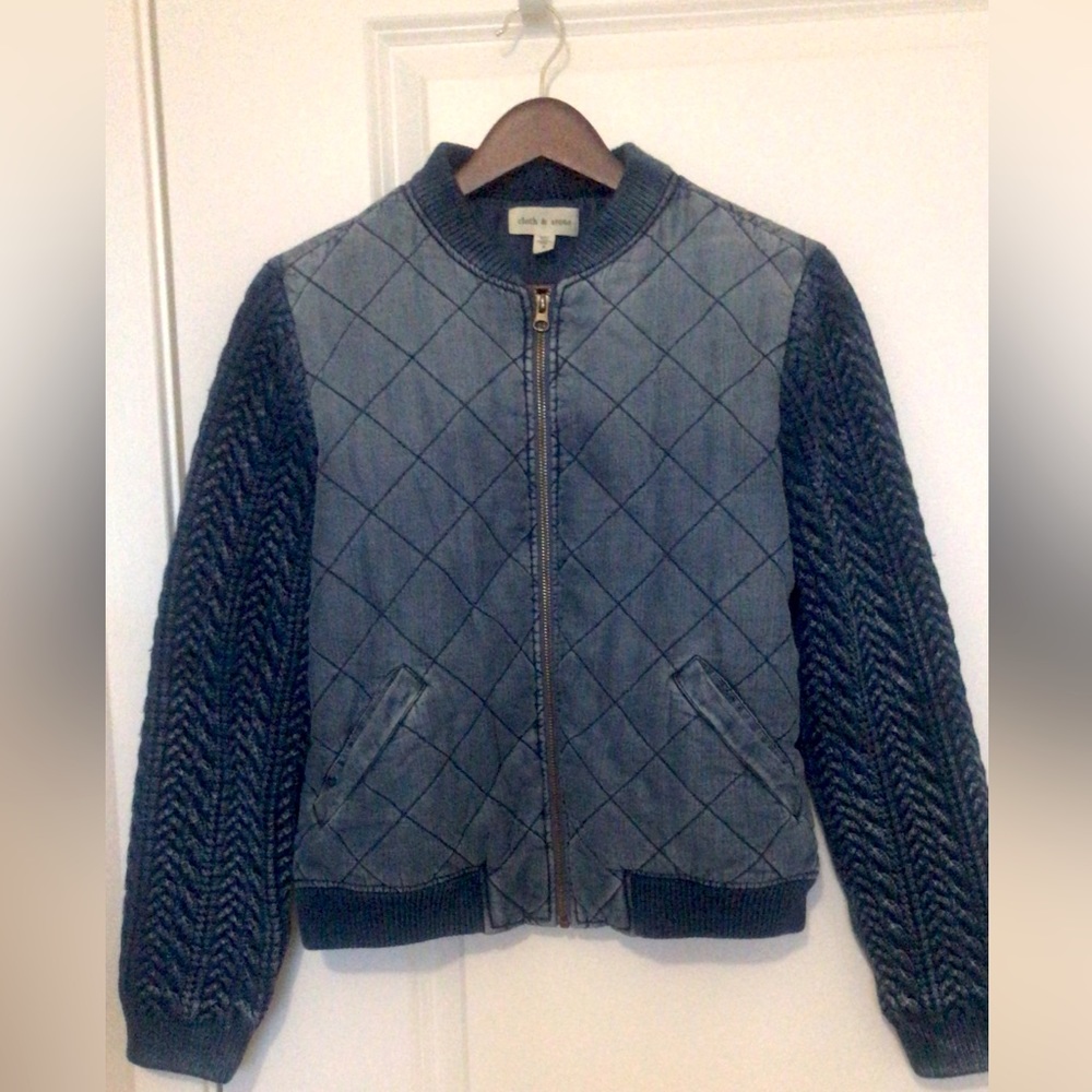 Cloth And Stone Bomber Jean Jacket, Size Small